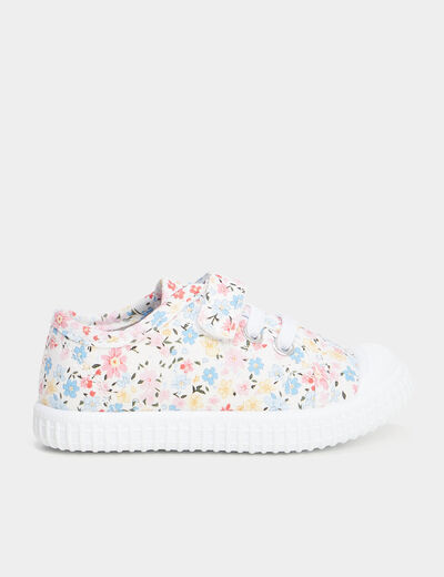 Tennis basses en toile à scratchs multicolore bébé fille