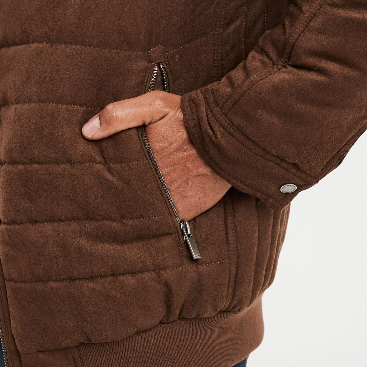 Blouson aspect su&eacute;dine zipp&eacute; Liberto marron homme