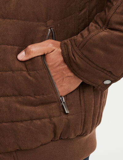 Blouson aspect suédine zippé Liberto marron homme