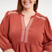 Blouse manches ballons 3/4 vieux rose femme grande taille