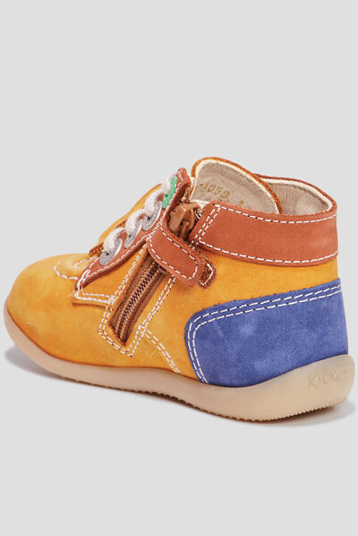 Bottillons en cuir Bonzip2 jaune bébé garçon
