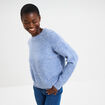 Pull col rond manches longues bleu ciel femme