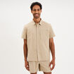 Chemise d&eacute;perlante droite stretch beige homme