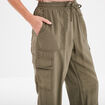 Pantalon regular cargo fluide vert kaki femme