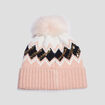 Bonnet à pompon rose fille