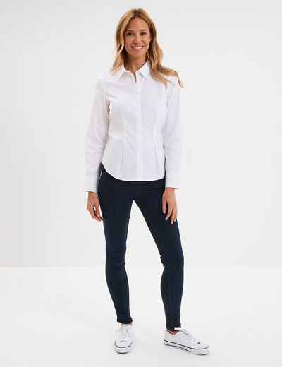 Chemise cintrée manches longues blanc femme