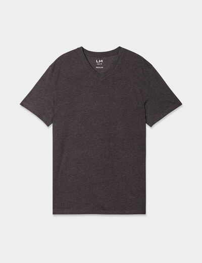 T-shirt droit col V gris foncé homme