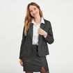 Veste blazer coupe droite courte gris argent femme