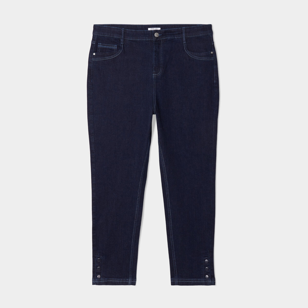 Jeans slim taille haute 7/8ème bleu femme grande taille