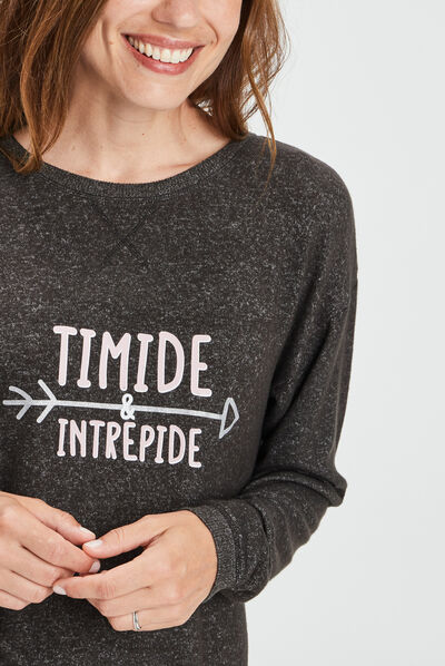 Ensemble pyjama 2 pièces gris foncé femme