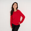 Pull col rond manches longues rouge femme