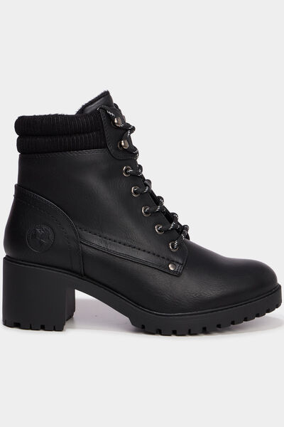 Boots &agrave; lacets et talons noir femme