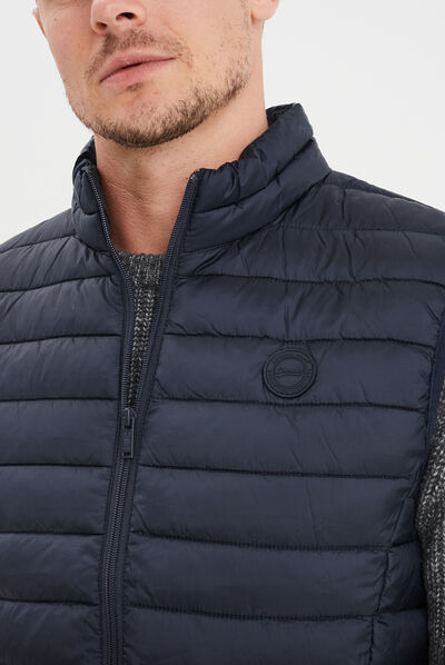 Doudoune légère zippée sans manches bleu marine homme