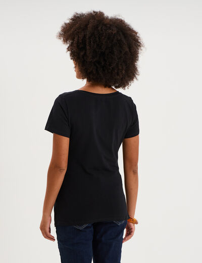 T-shirt grossesse manches courtes coton noir femme maternit&eacute;