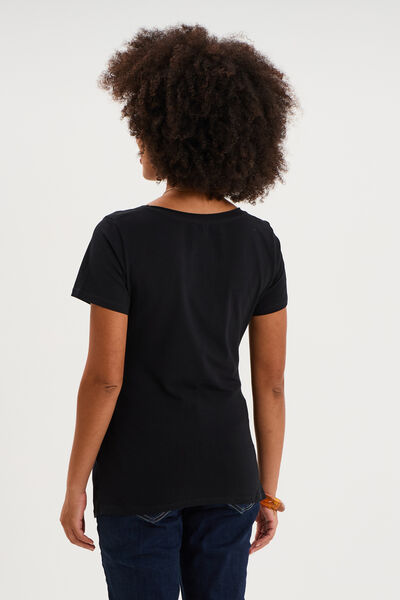 T-shirt grossesse manches courtes coton noir femme maternit&eacute;