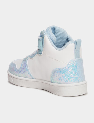 Baskets montantes scratchs et paillettes blanc fille