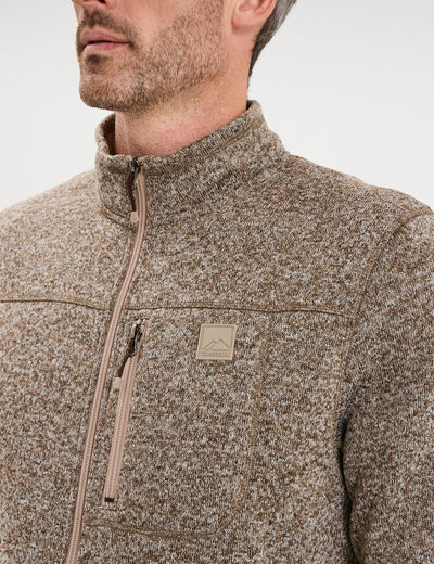 Gilet manches longues col montant marron homme