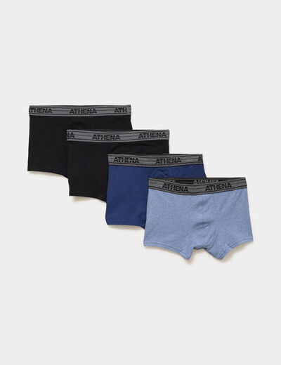 Lot 4 boxers coton stretch Athena bleu homme