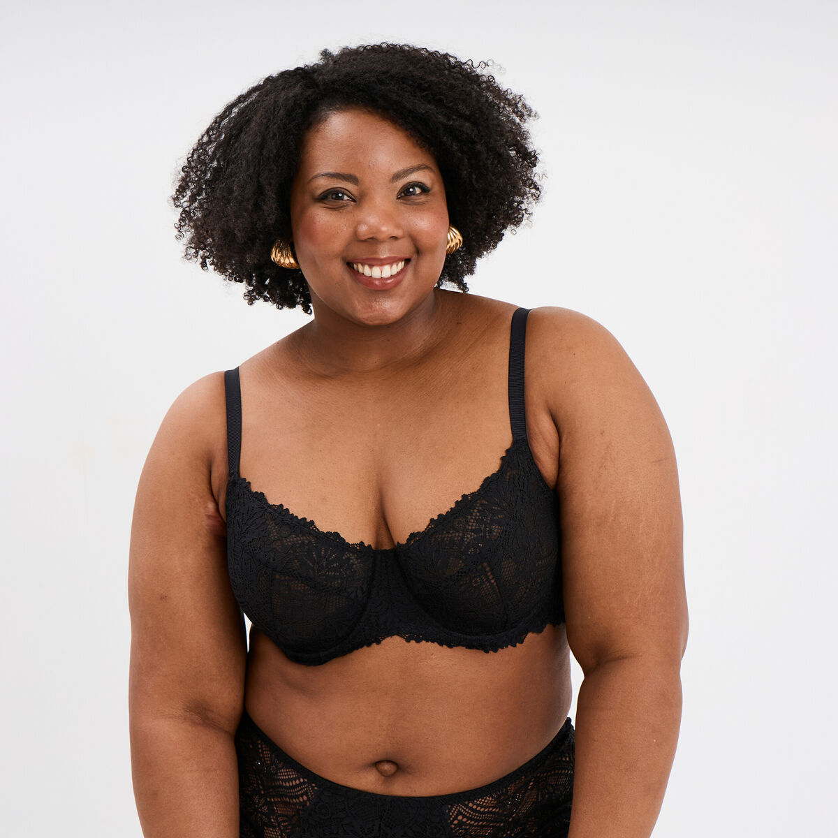 Soutien-gorge embo&icirc;tant dentelle noir femme grande taille
