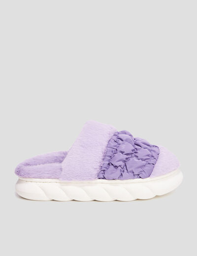 Chaussons mules fausse fourrure Liberto mauve femme