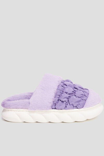 Chaussons mules fausse fourrure Liberto mauve femme