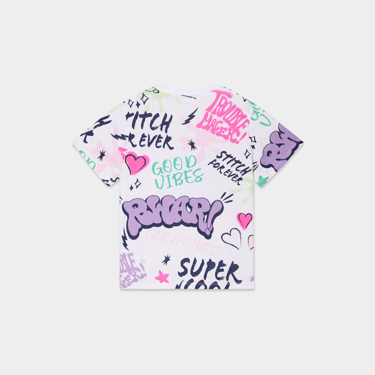 T-shirt manches courtes coton Stitch multicolore fille