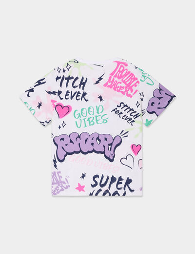 T-shirt manches courtes coton Stitch multicolore fille