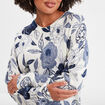 Pull col rond manches longues bleu femme