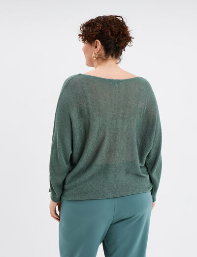 Pull manches longues col rond vert foncé femme grande taille