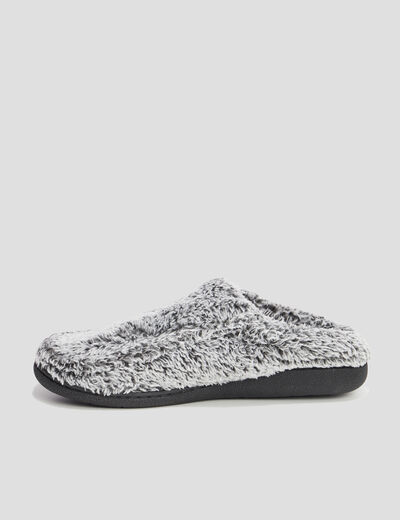 Chaussons bout rond fourrés gris homme