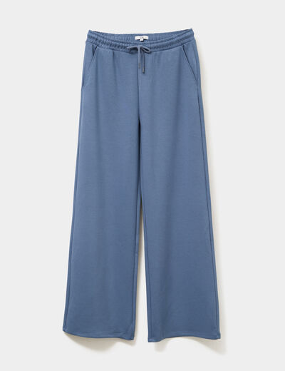 Pantalon de jogging large élastiqué bleu gris femme