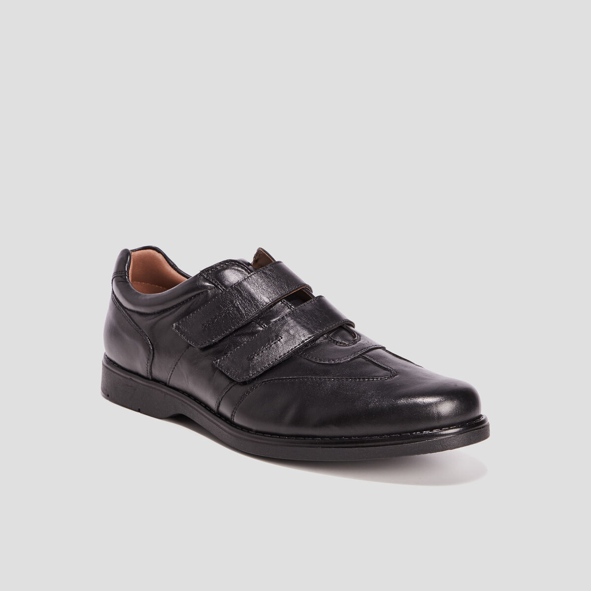Sneakers en cuir à scratchs noir homme