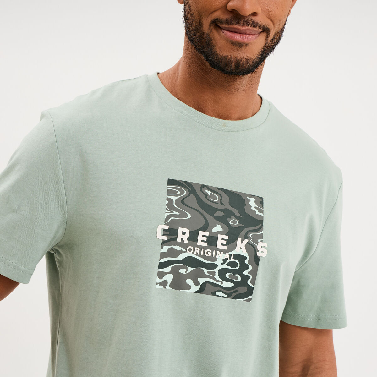T-shirt manches courtes coton vert pastel homme