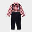 Ensemble chemise et pantalon bretelles rouge fonc&eacute; b&eacute;b&eacute; gar&ccedil;on
