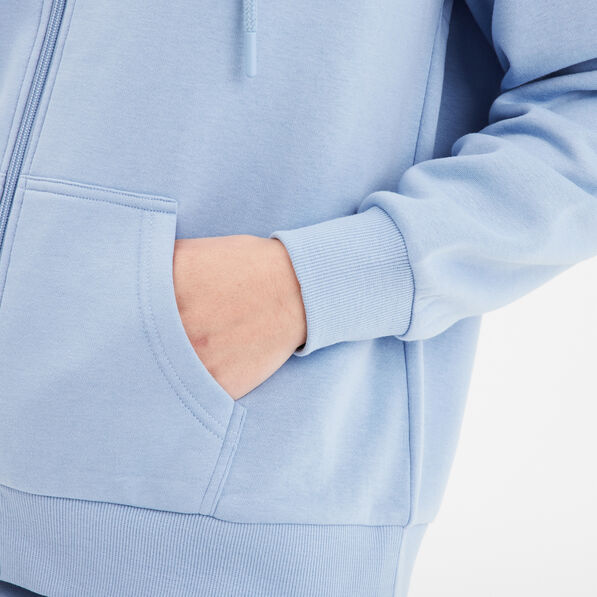 Sweat zippé à capuche bleu clair femme