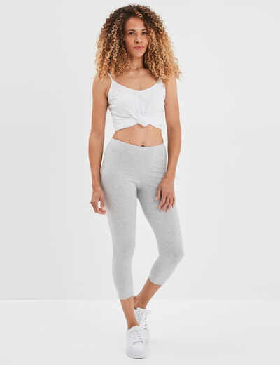 Legging 7/8ème taille élastiquée gris clair femme