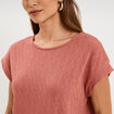 T-shirt ajour&eacute; manches courtes terracotta femme