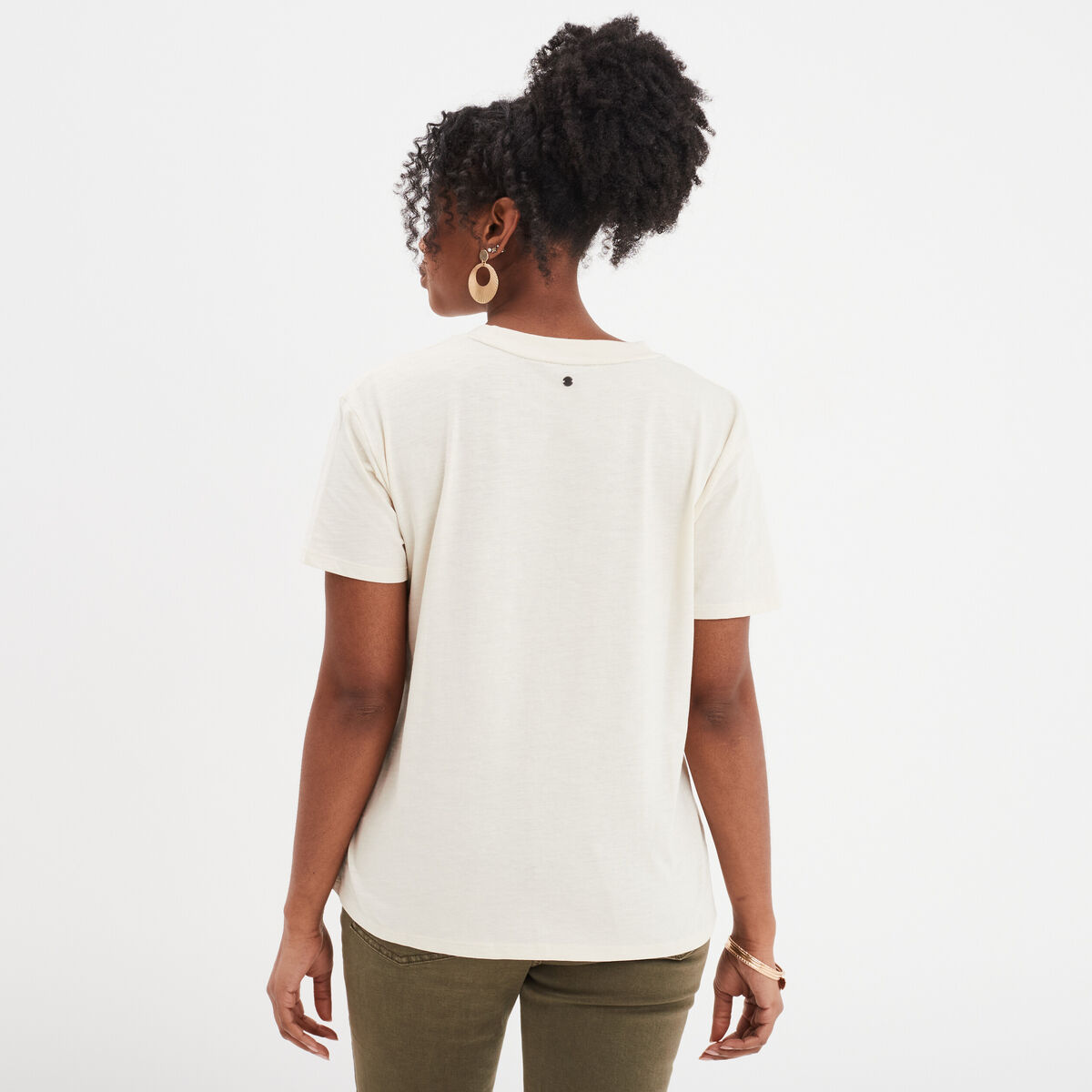 T-shirt manches courtes en coton Liberto ecru femme