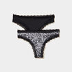 Lot de 2 tangas bords dentelle ecru femme
