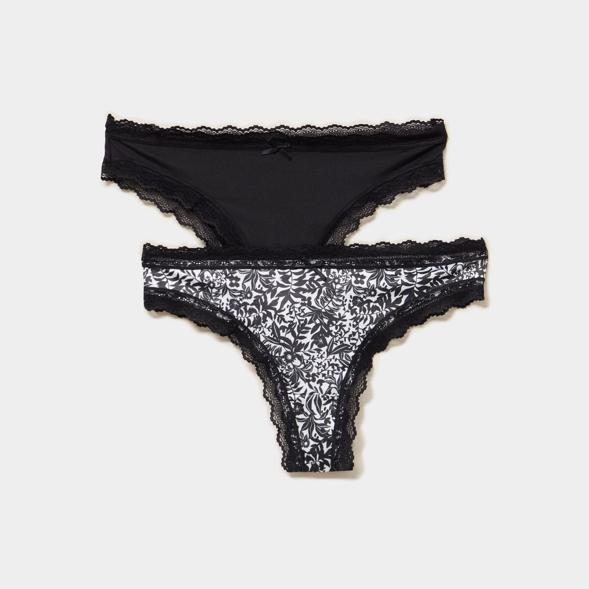 Lot de 2 tangas bords dentelle ecru femme