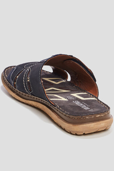 Mules en cuir Walking bleu marine homme