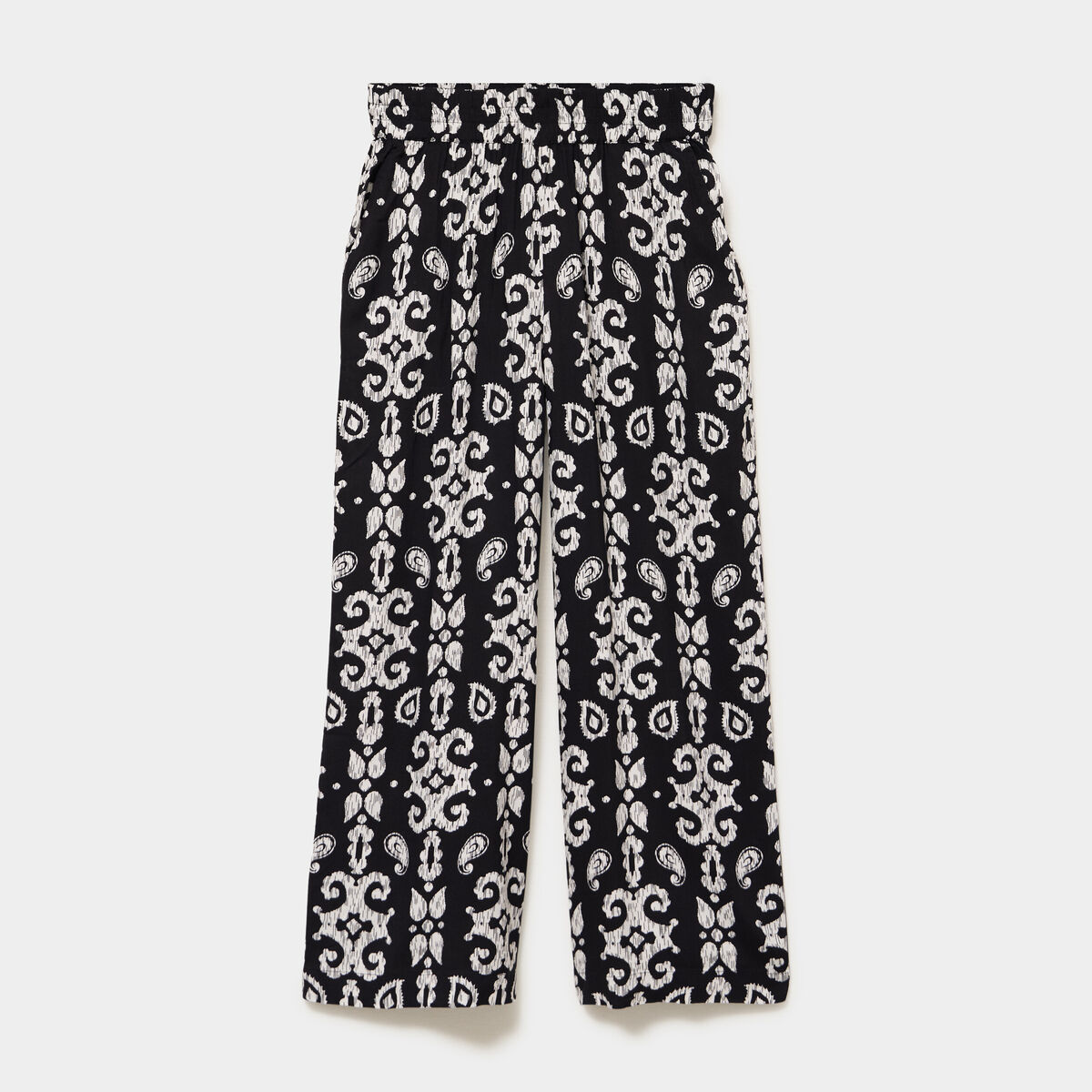 Pantalon fluide large taille &eacute;lastiqu&eacute;e noir femme