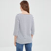 T-shirt manches 3/4 col bateau coton bleu marine femme