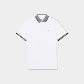 Polo coton ajusté manches courtes blanc homme