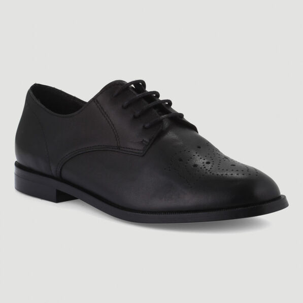 Derbies plates en cuir noir femme