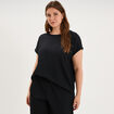 T-shirt manches courtes gaze de coton noir femme grande taille