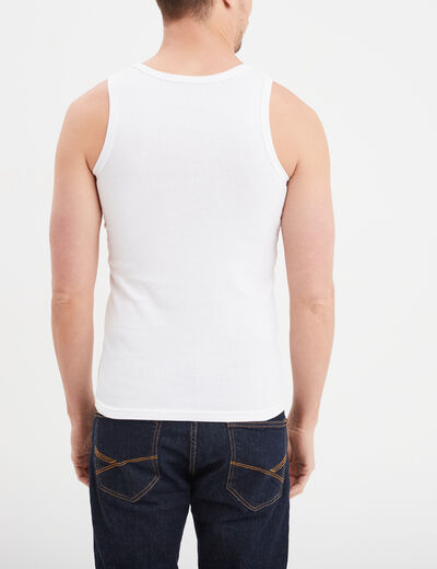 D&eacute;bardeur droit coton bretelles larges blanc homme