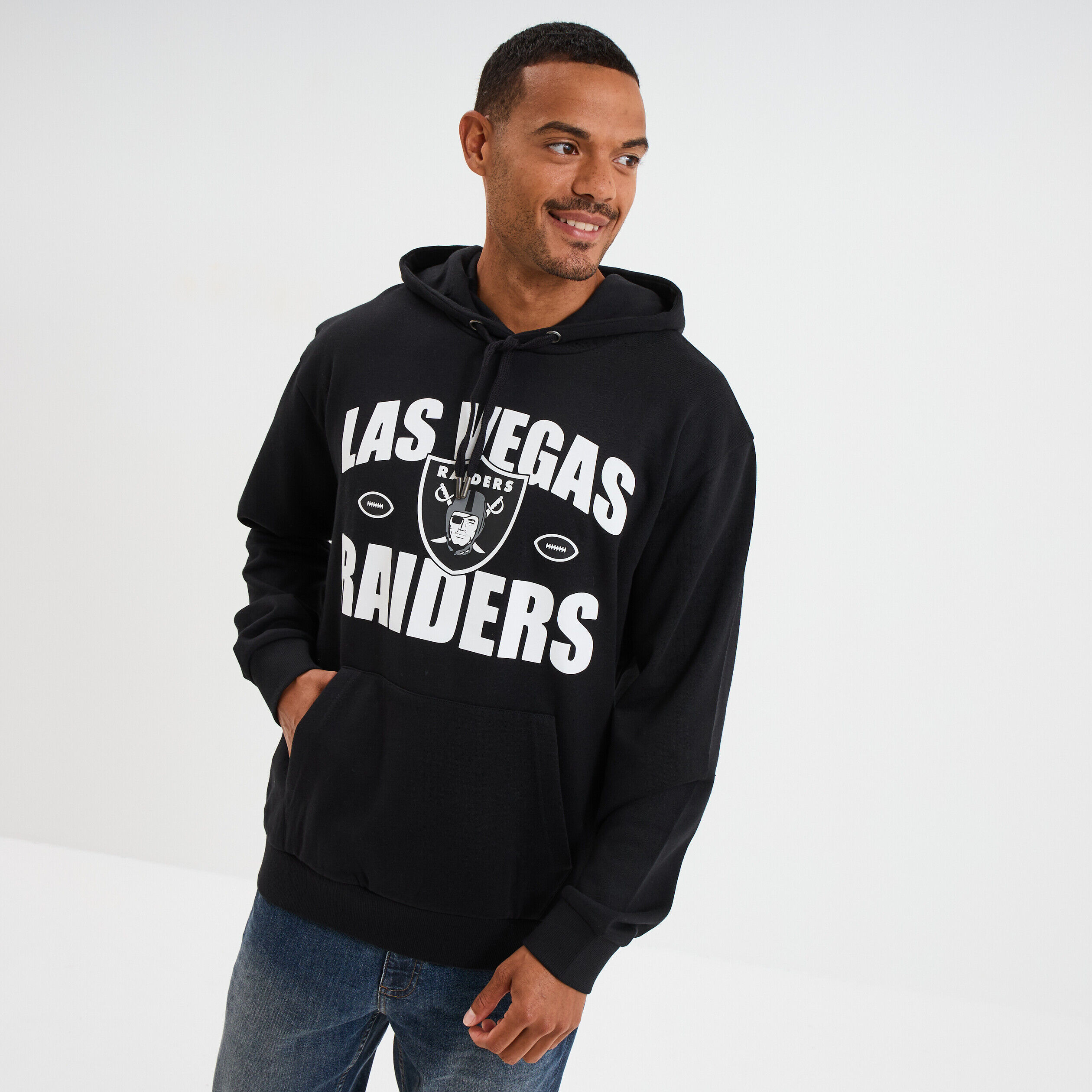 Sweat hoodie 1 poche à capuche NFL noir homme