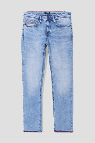 Jeans straight taille standard denim bleach homme