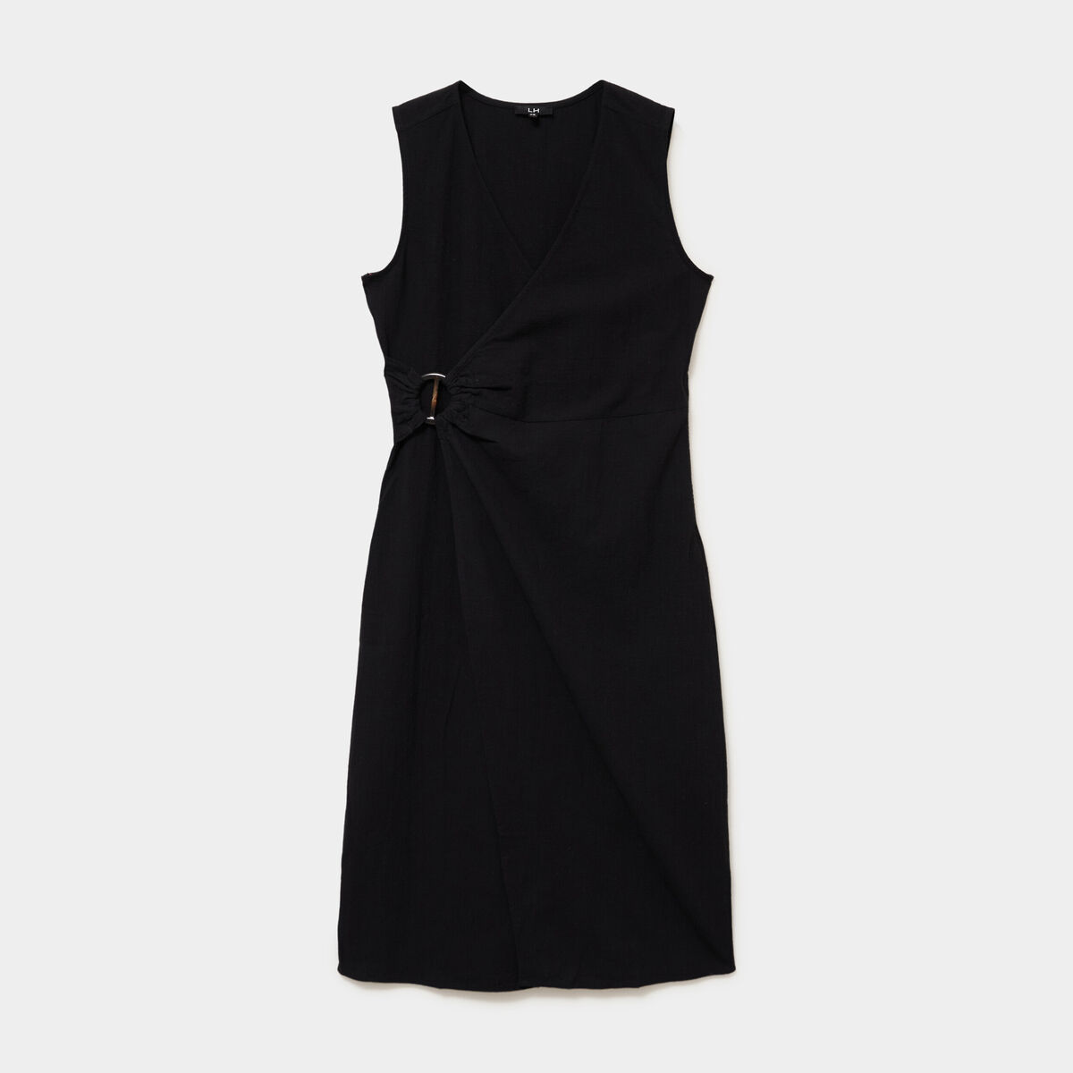 Robe droite longueur genou coton noir femme